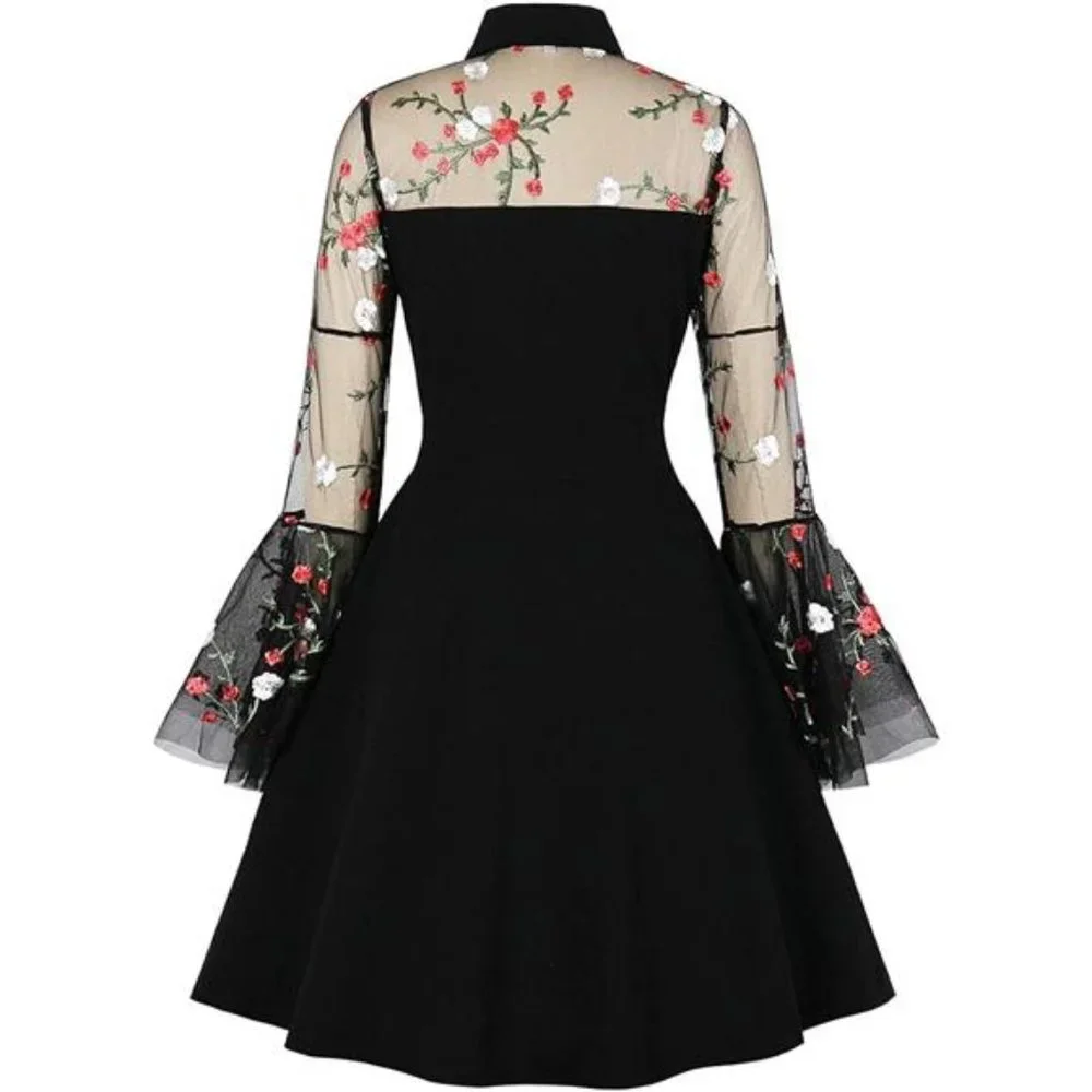 Women's Vintage Polka Dot 1950s Audrey Retro Rockabilly Dress Swing Dress - Picture 2 of 6
